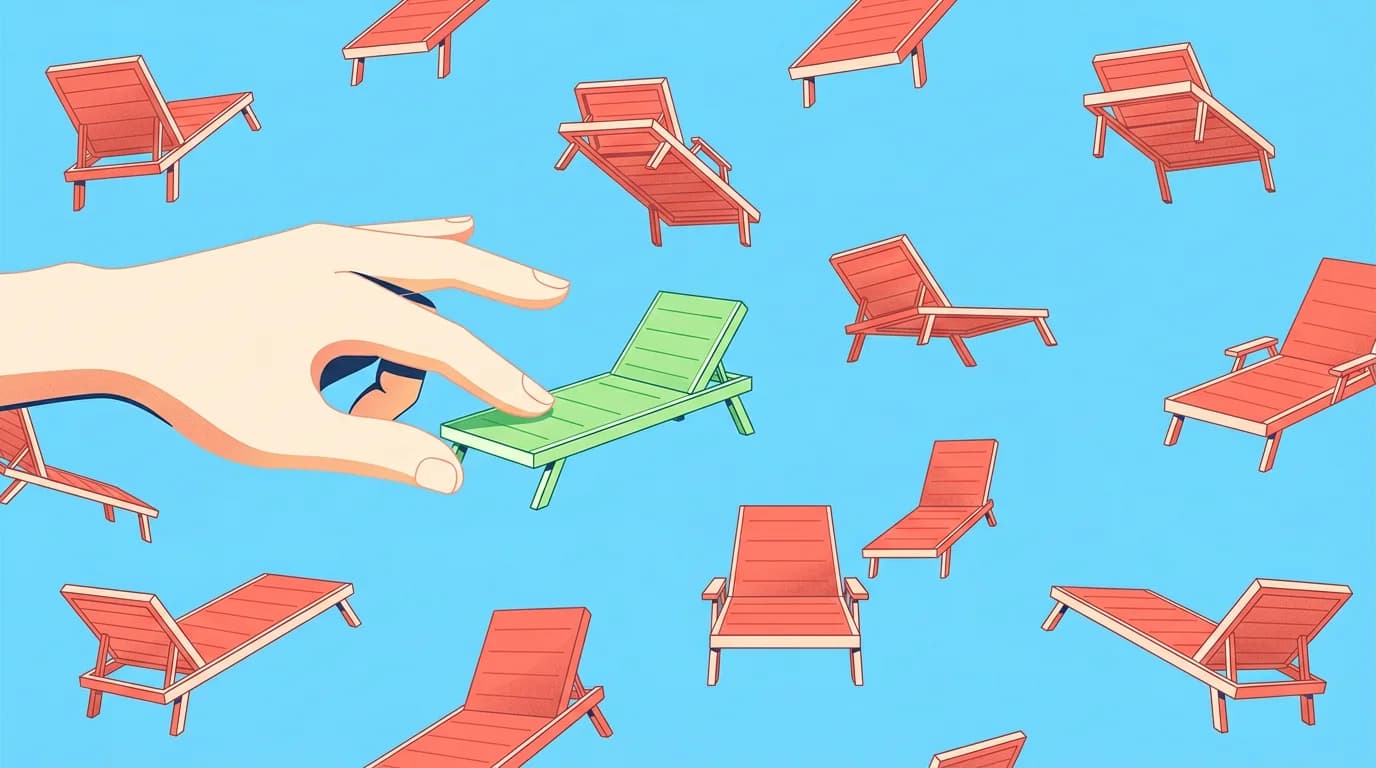Ilustración de una hamaca que vuelve a quedar libre y se reasigna a la siguiente persona en lista de espera